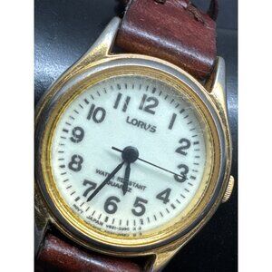 Lorus Womens Gold-Tone Lume Glow Watch With Braided Leather Strap & Water-Resis